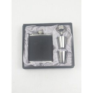 Jack Daniels 7 oz Stainless Steel Flask Gift Set‎ Liquor Alcohol Funnel & Shots